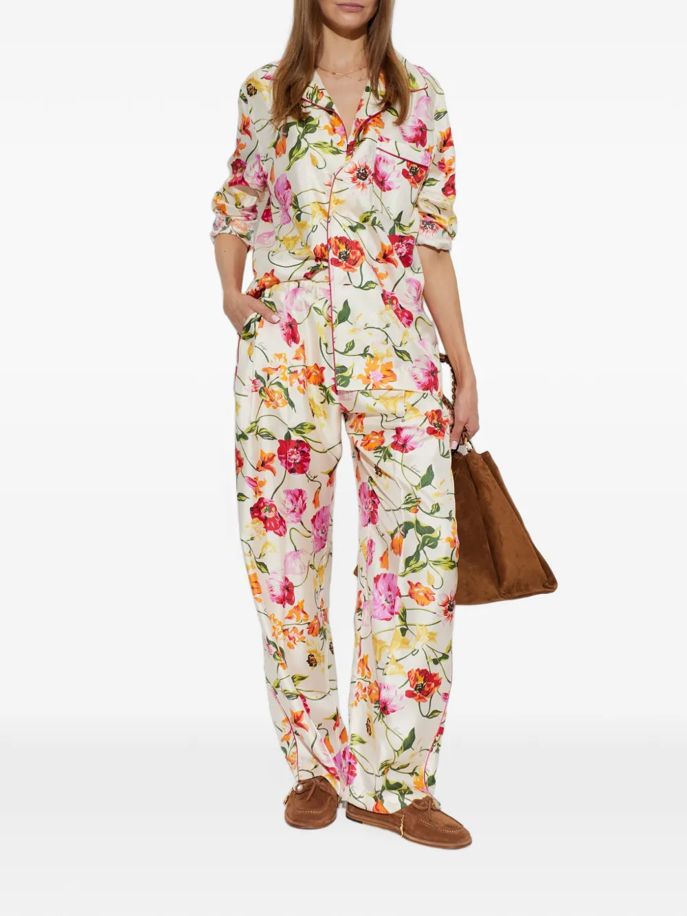 Kenzo Broek met bloemenprint Beige