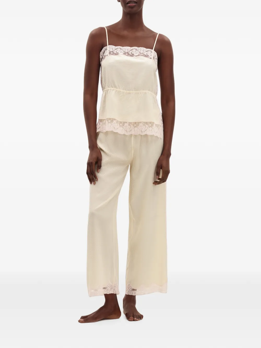 ERES Pureté hemd met kanten afwerking Beige