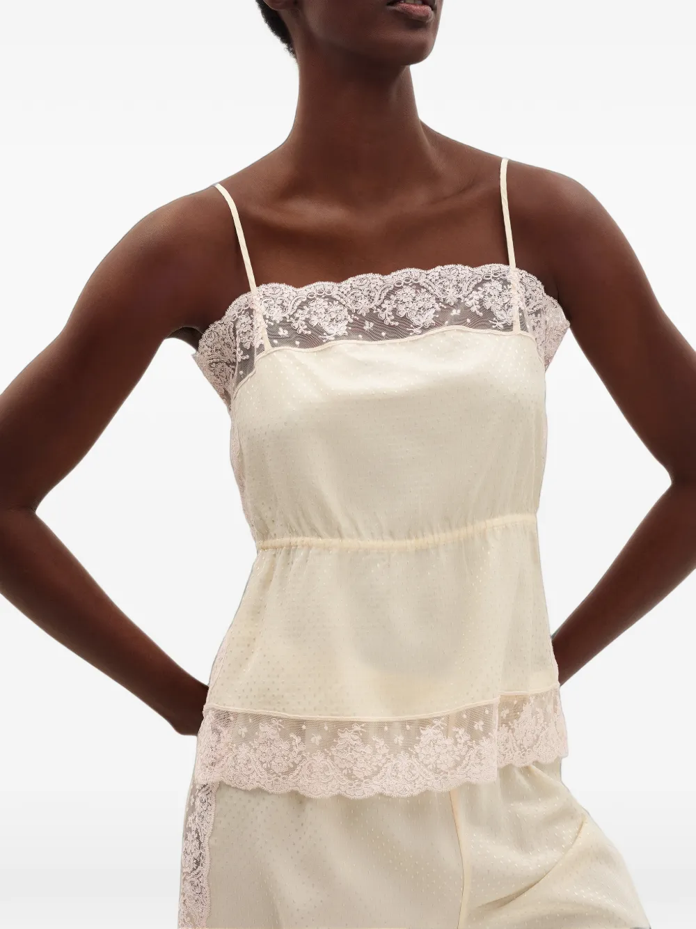 ERES Pureté hemd met kanten afwerking Beige