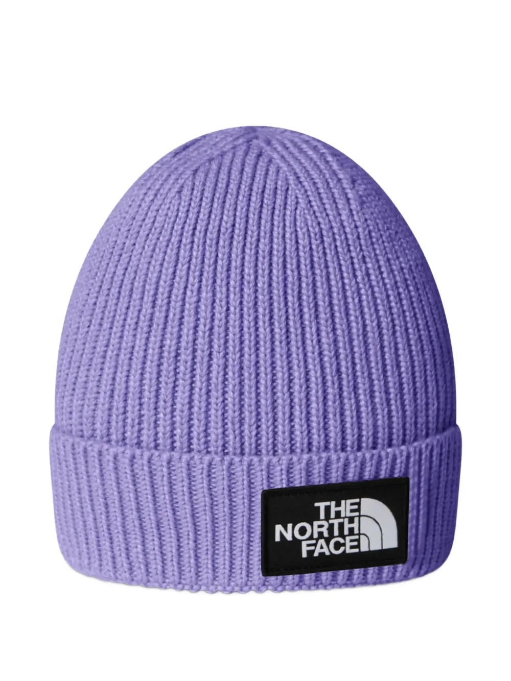 The North Face Kids logo-patch ribbed-knit beanie hat - Viola