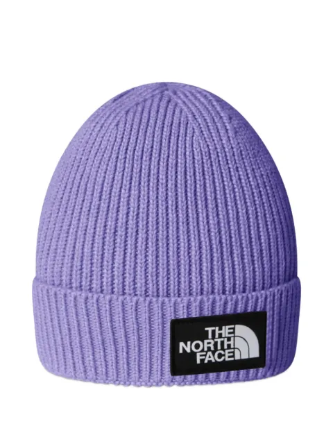 The North Face Kids logo-patch ribbed-knit beanie hat