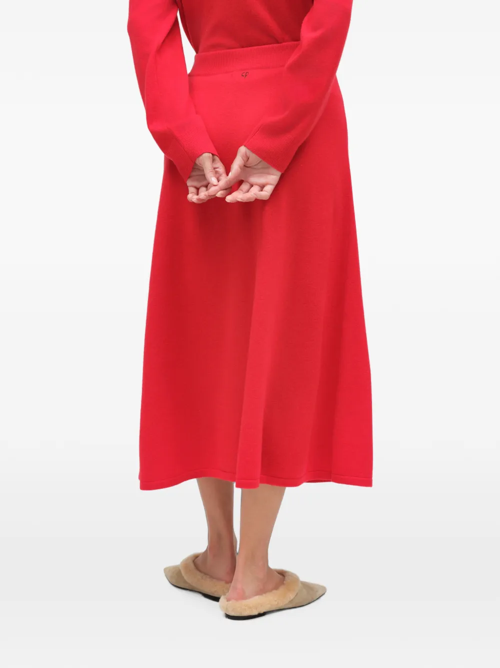 Chinti & Parker Midi-rok met argyle patroon Rood