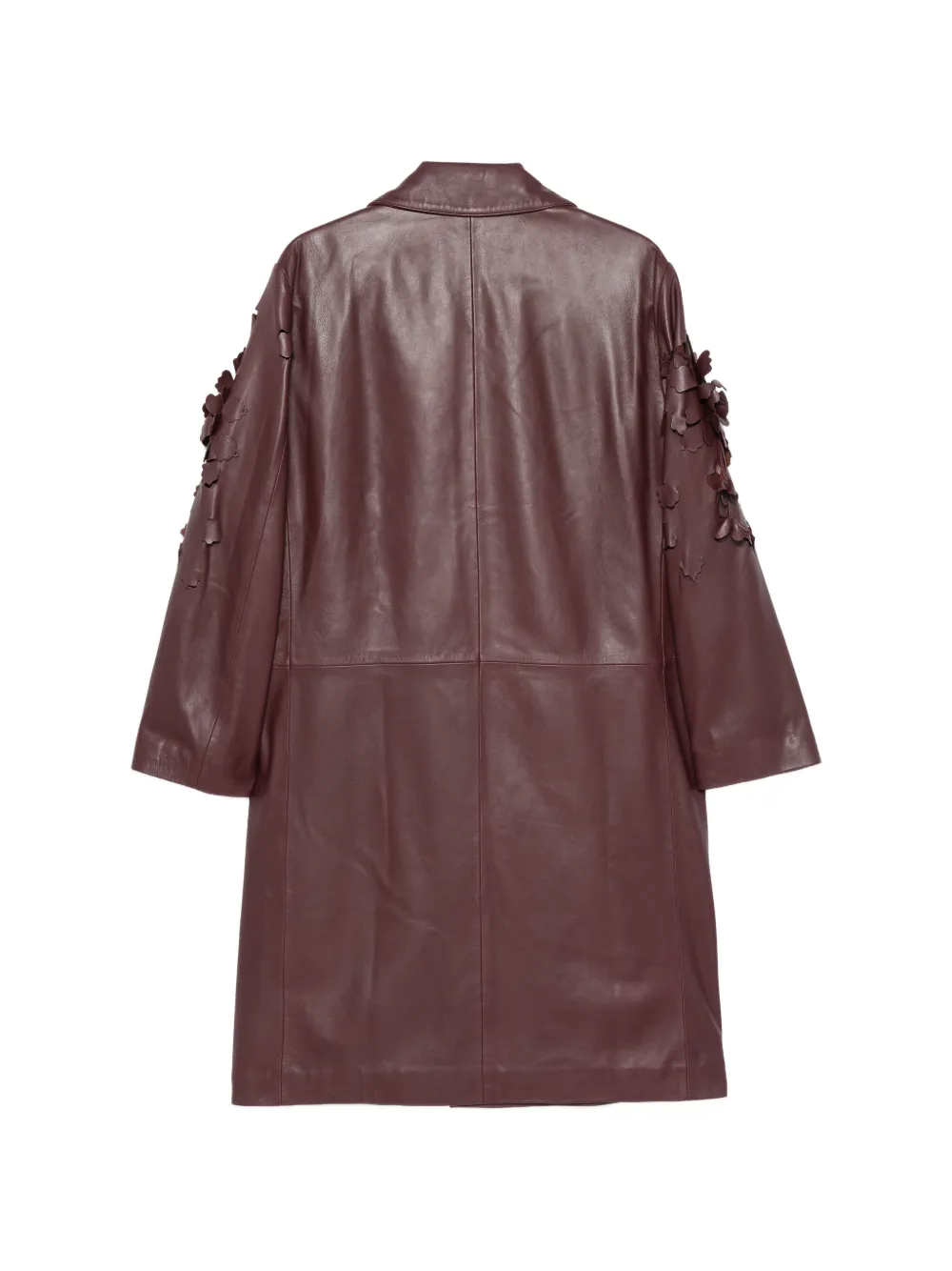 Alberta Ferretti Leren jas met bloemapplicatie Rood