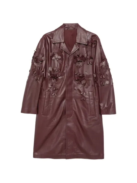 Alberta Ferretti floral-appliqué leather coat