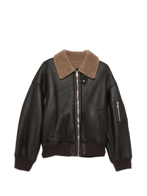Nº21 chaqueta de piel con cuello de lana de borrego
