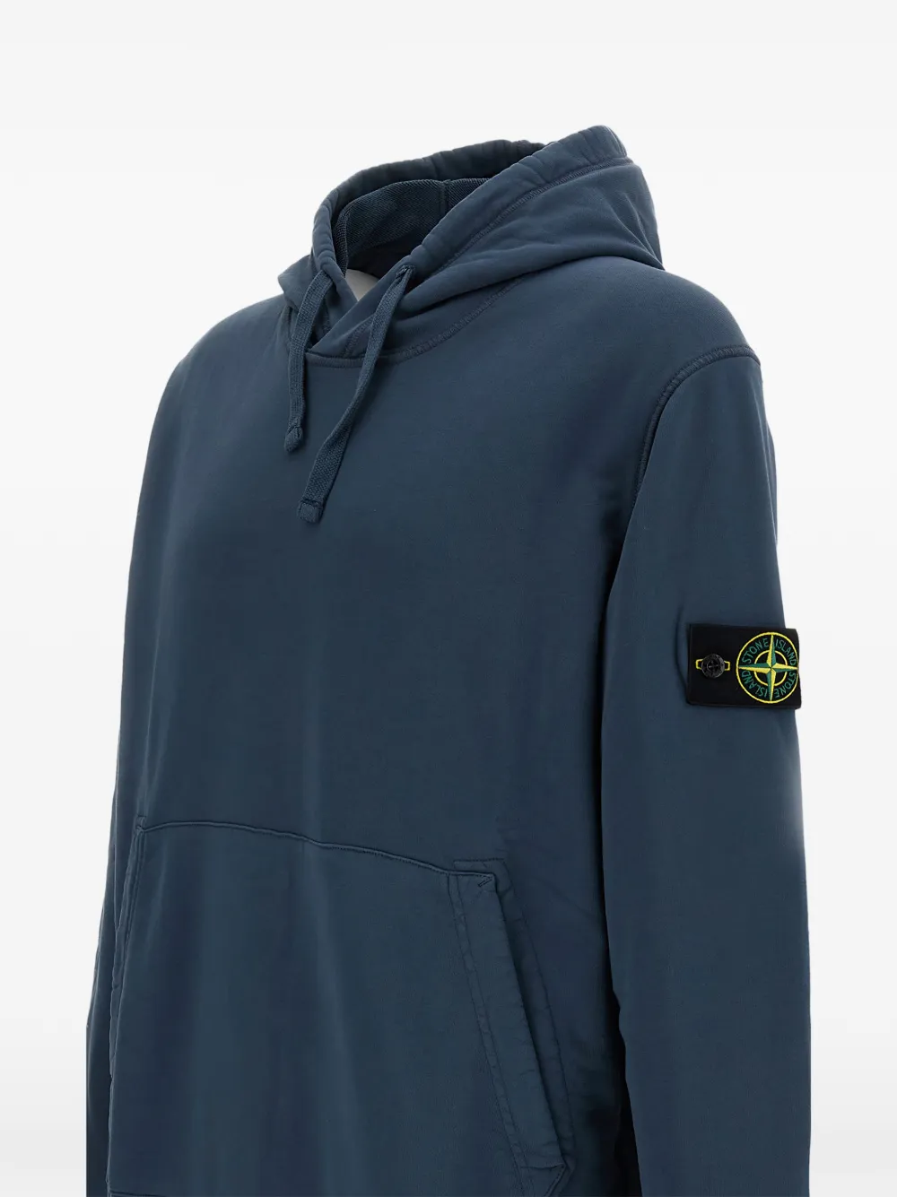 Stone Island 6100062 organic cotton fleece hooded sweatshirt Blauw