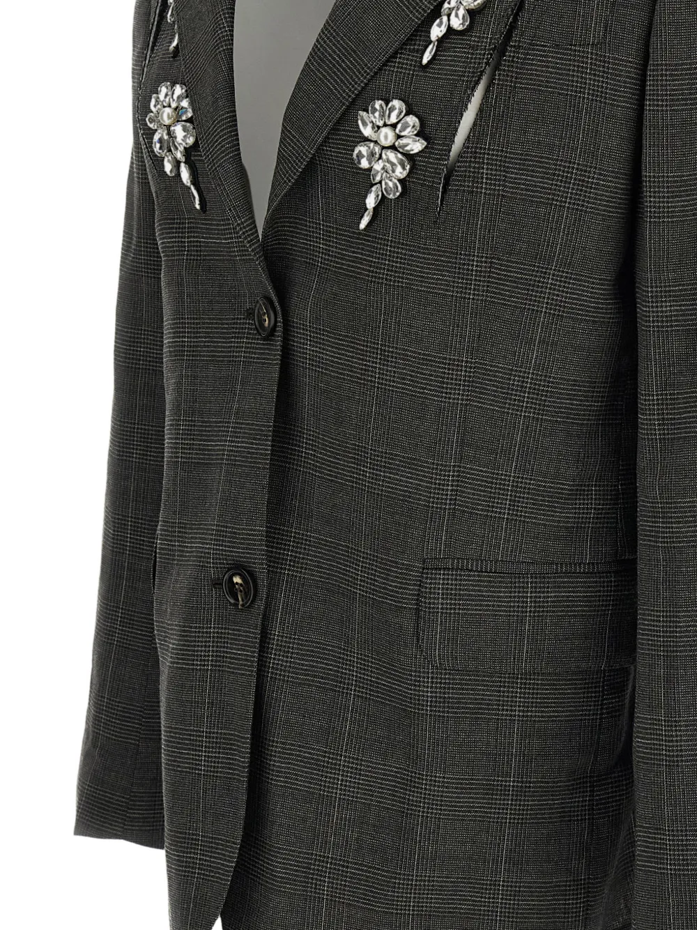 Simone Rocha embellished prince of wales check jacket Grijs