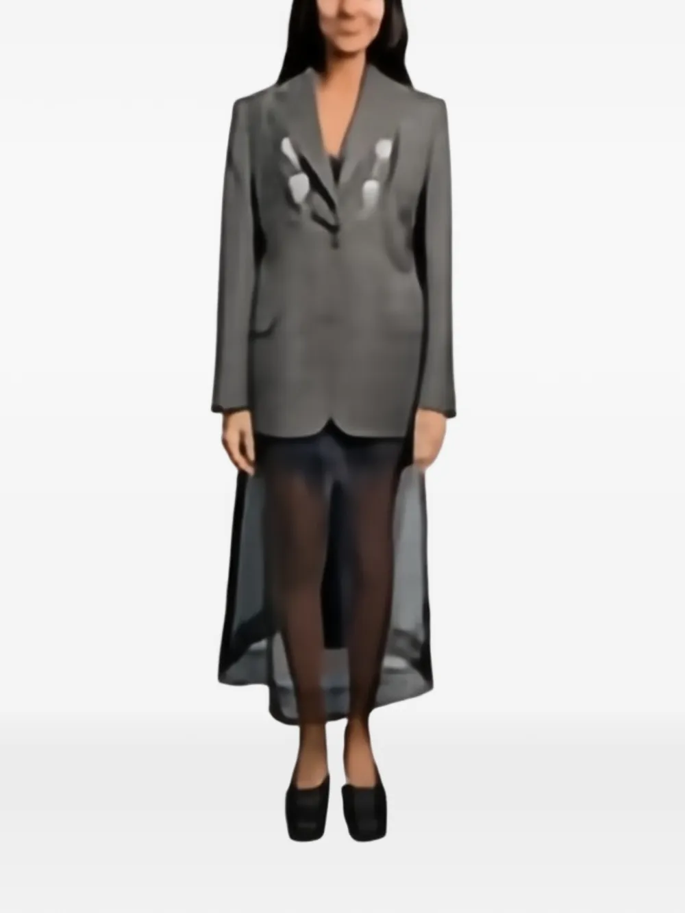Simone Rocha embellished prince of wales check jacket Grijs