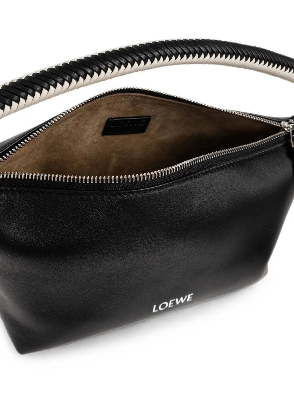 LOEWE Cala kleine leren shopper met gevlochtend handvat Zwart