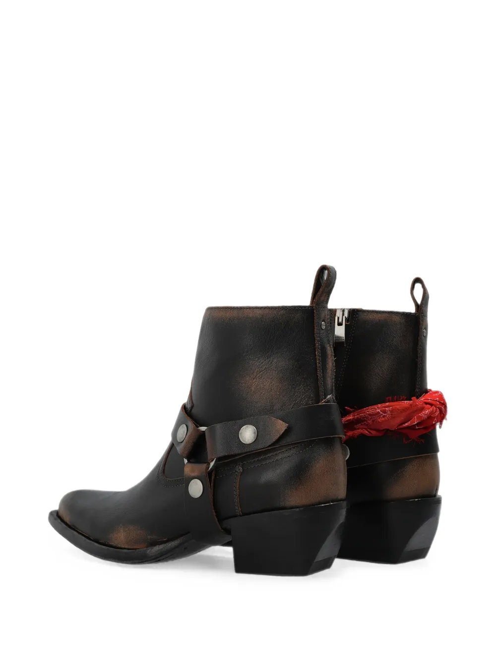 Golden Goose Debbie boots in black leather with removable buckle and bandana Zwart