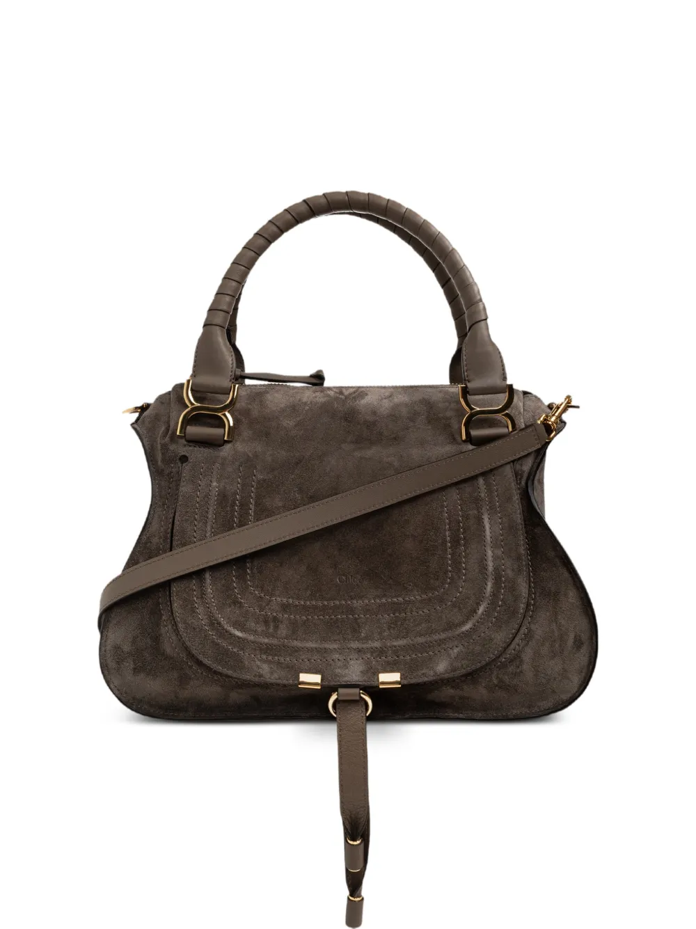 Chloé Marcie M suede tote bag - Grigio