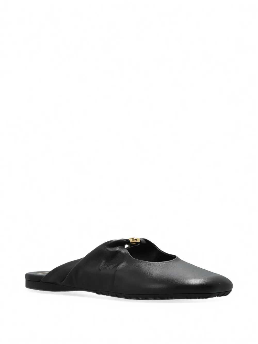 LOEWE Pebble leather flat mules Zwart