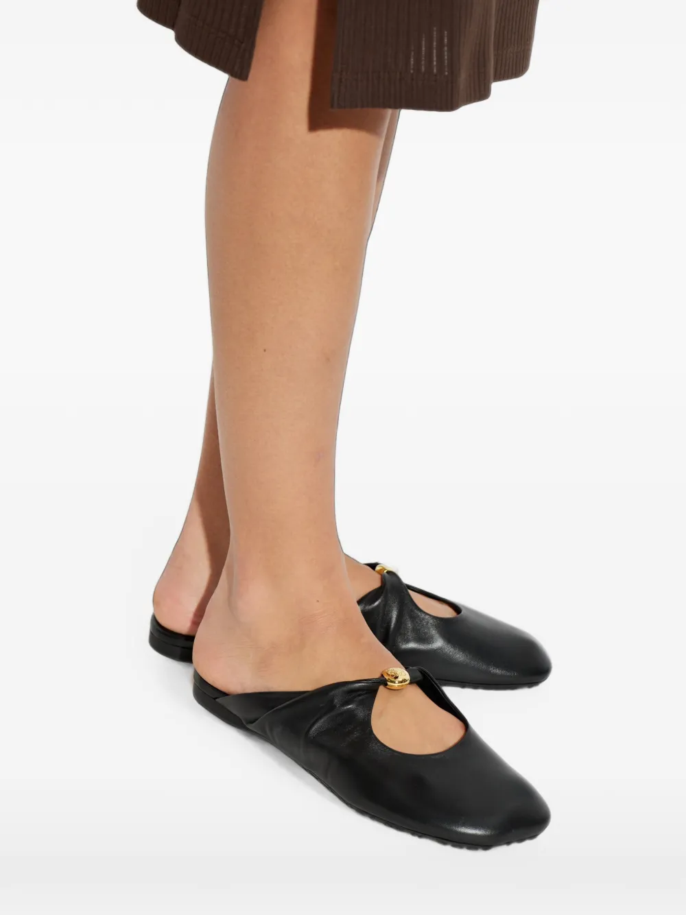 LOEWE Pebble leather flat mules Zwart