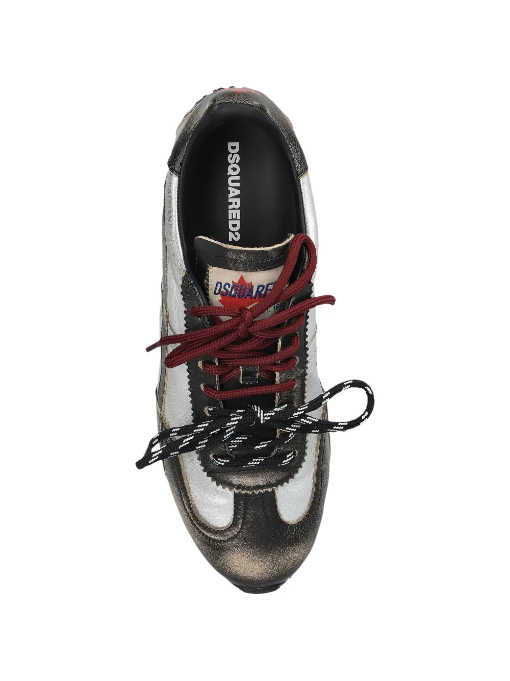 DSQUARED2 DC-642 metallic-effect panelled sneakers Zilver