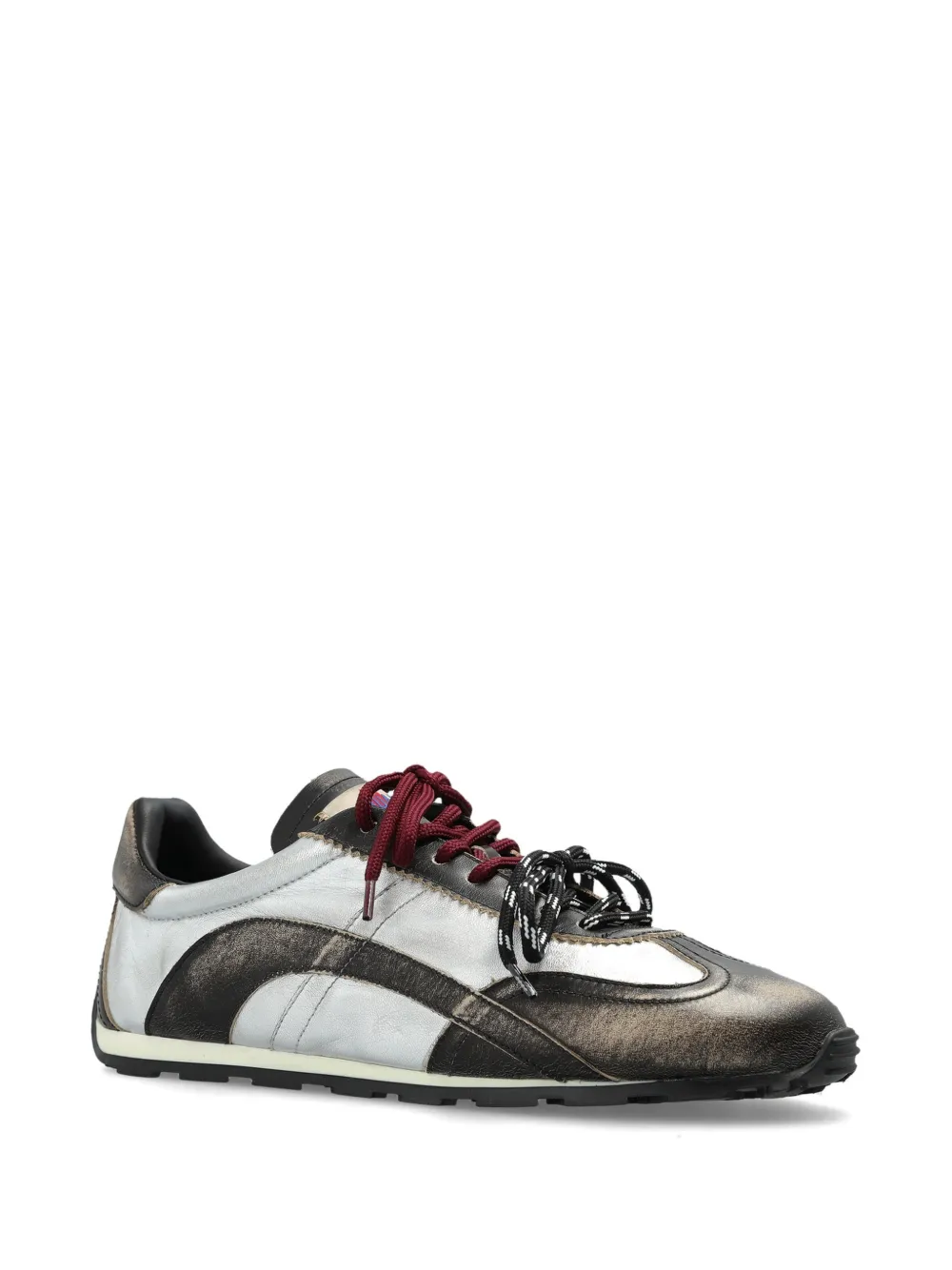 DSQUARED2 DC-642 metallic-effect panelled sneakers Zilver