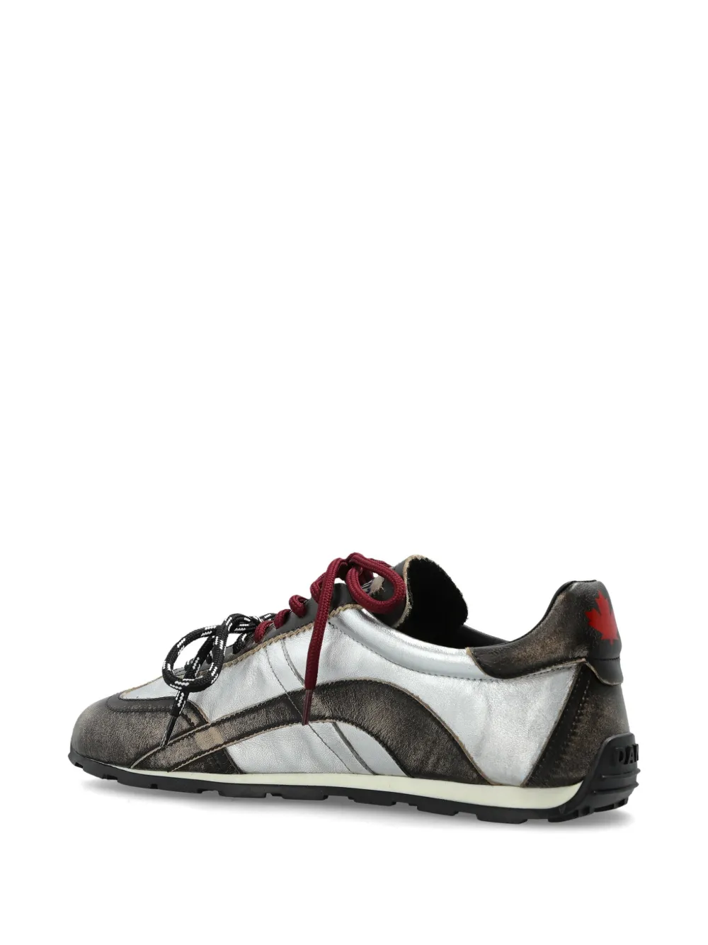 DSQUARED2 DC-642 metallic-effect panelled sneakers Zilver