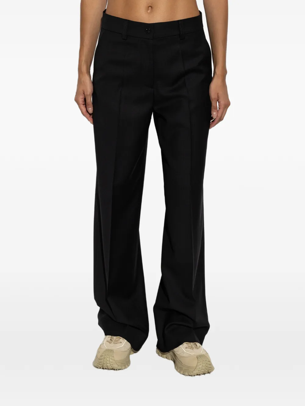 Moncler Straight broek met logopatch Zwart