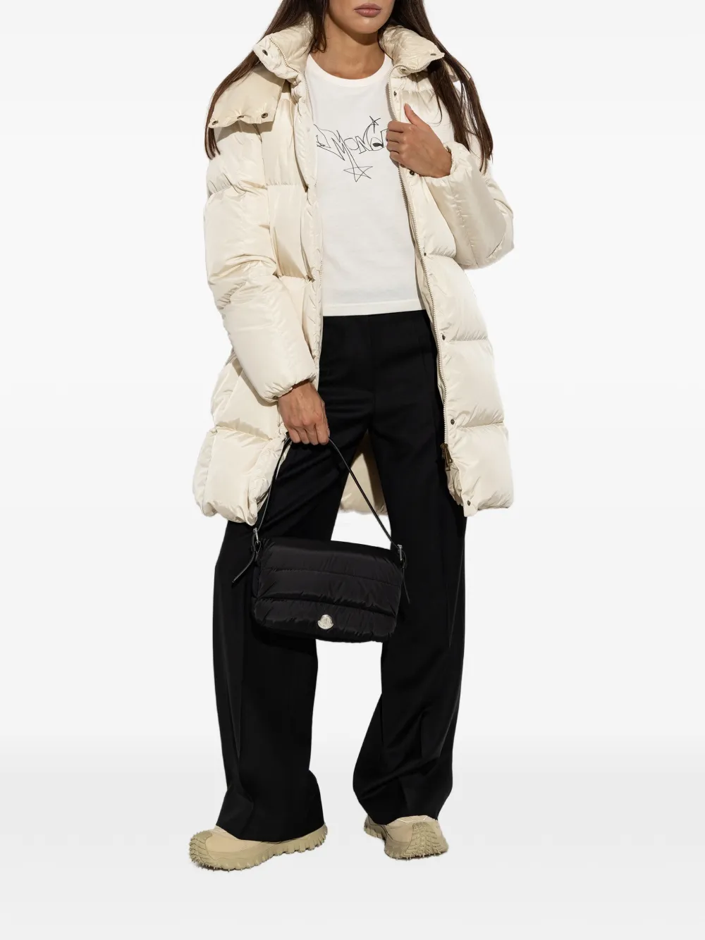 Moncler Straight broek met logopatch Zwart