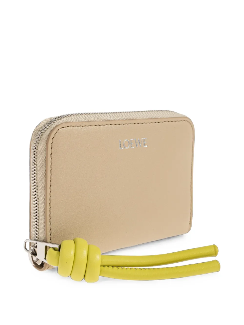 LOEWE Knot leren portemonnee met rits Beige