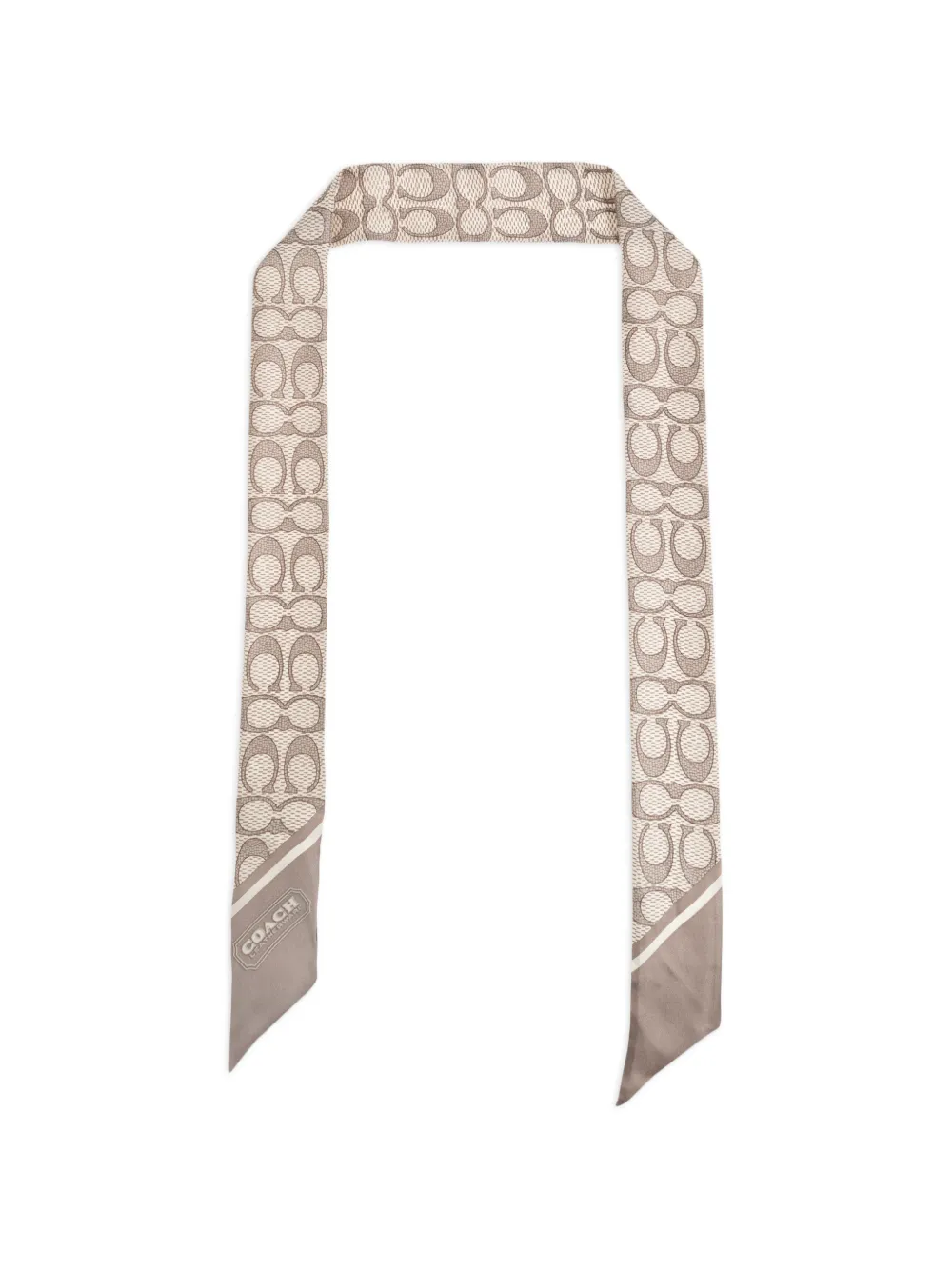 Coach Signature-print silk scarf - Toni neutri