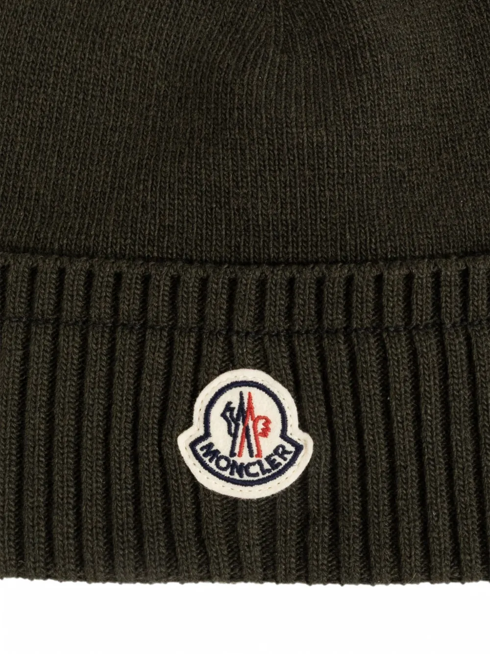Moncler Muts met logopatch en geribbelde afwerking Groen