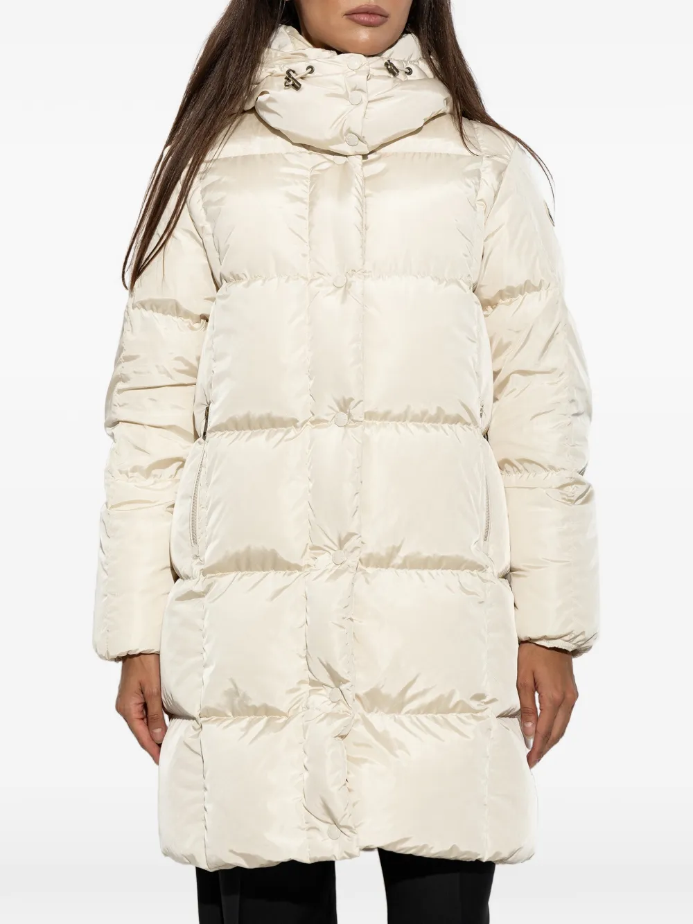 Moncler Litte Square gewatteerde jas met capuchon Beige