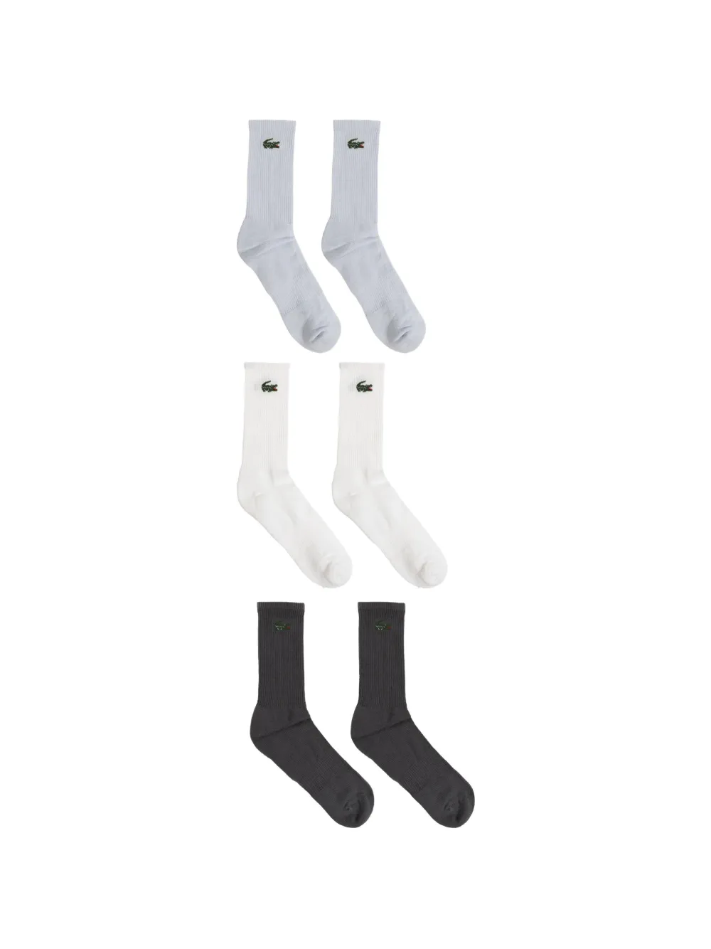 Lacoste logo-embroidered ribbed socks (set of three) - Bianco