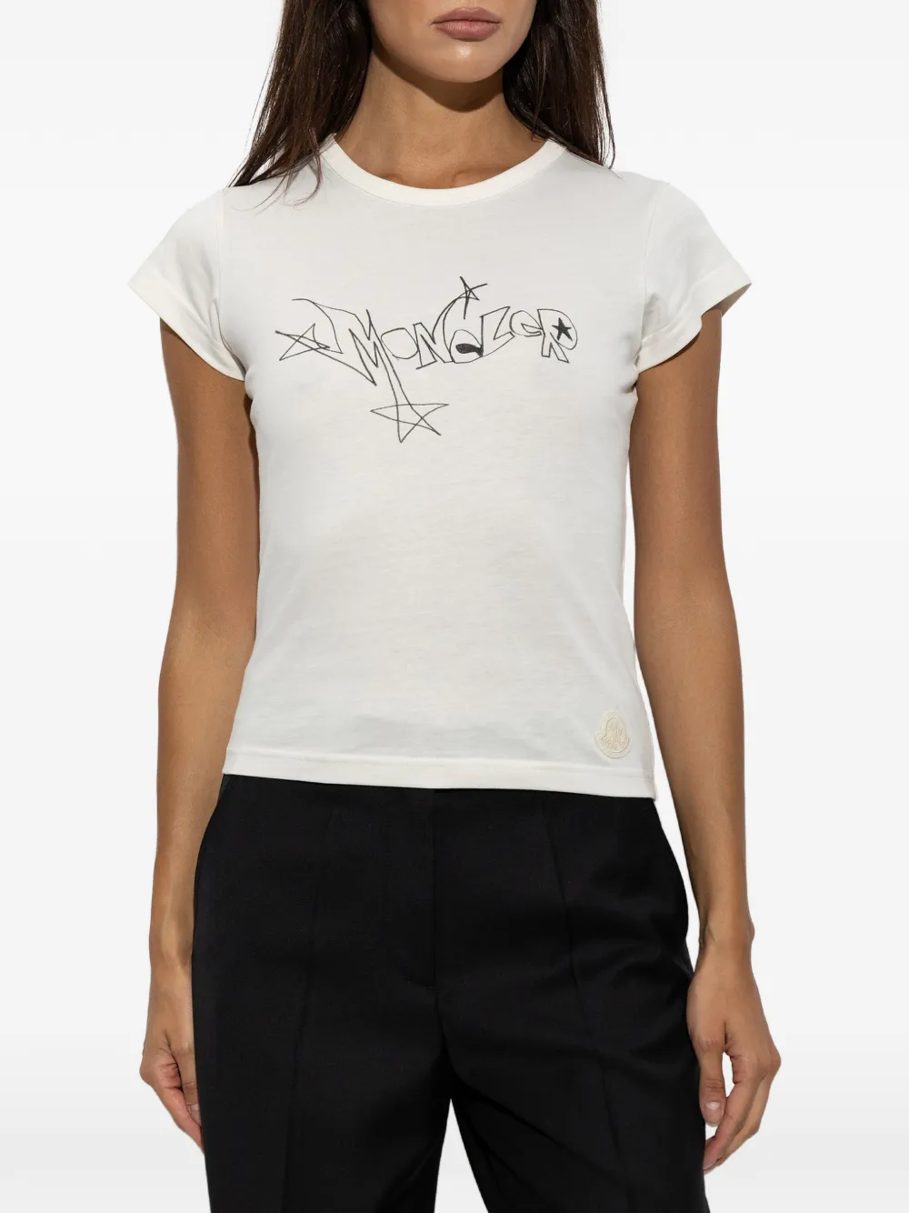 Moncler T-shirt met logoprint Beige