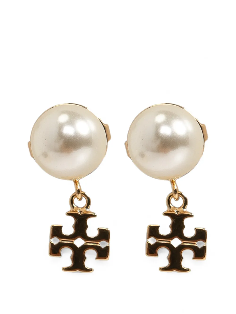 Tory Burch Double T faux-pearl earrings - Oro