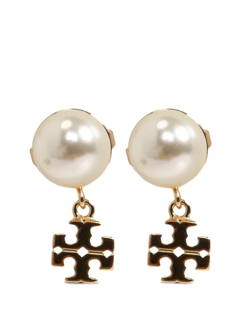 Tory Burch Double T faux-pearl earrings