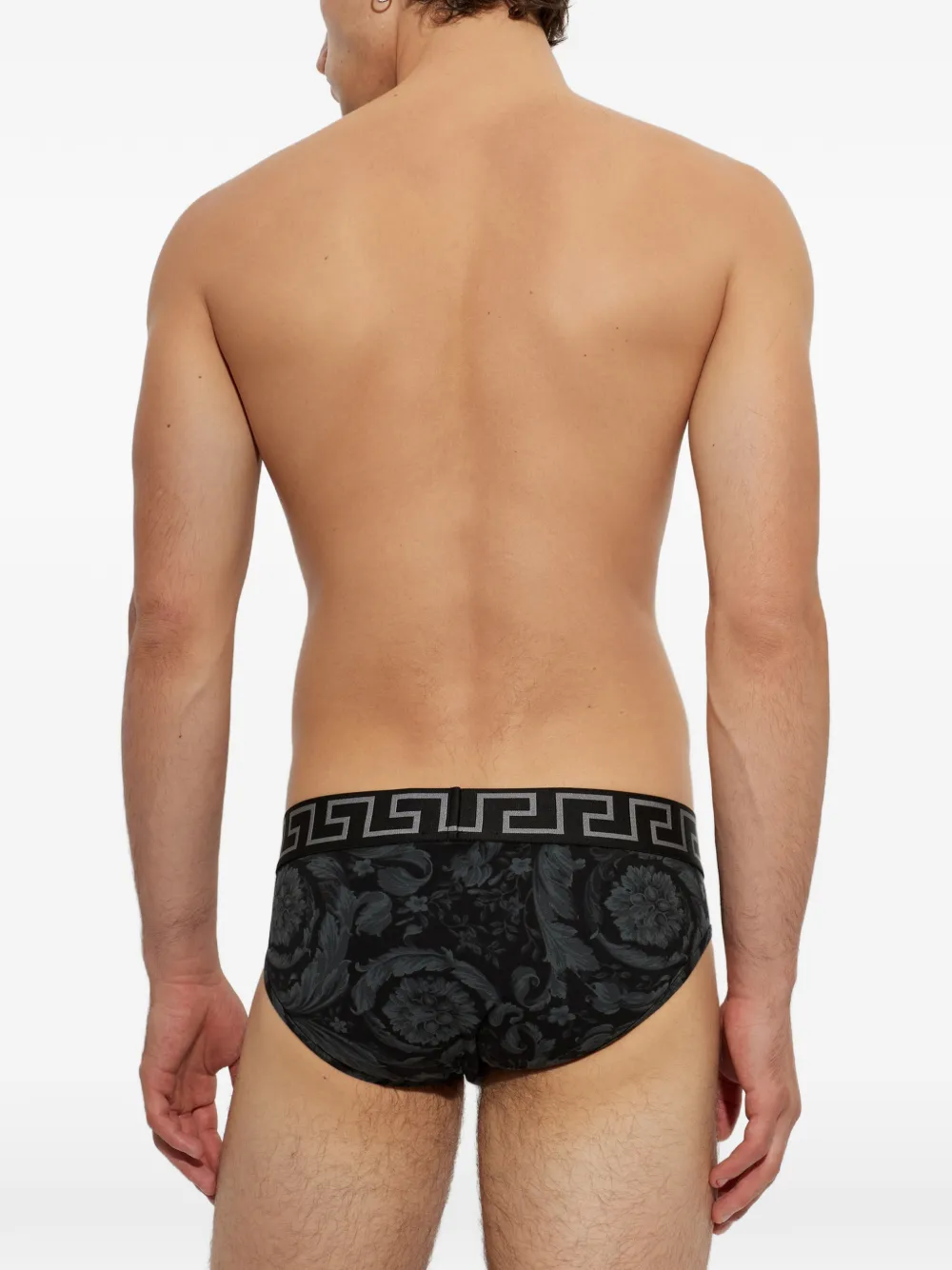 Versace Greca slip met Barocco-print Zwart