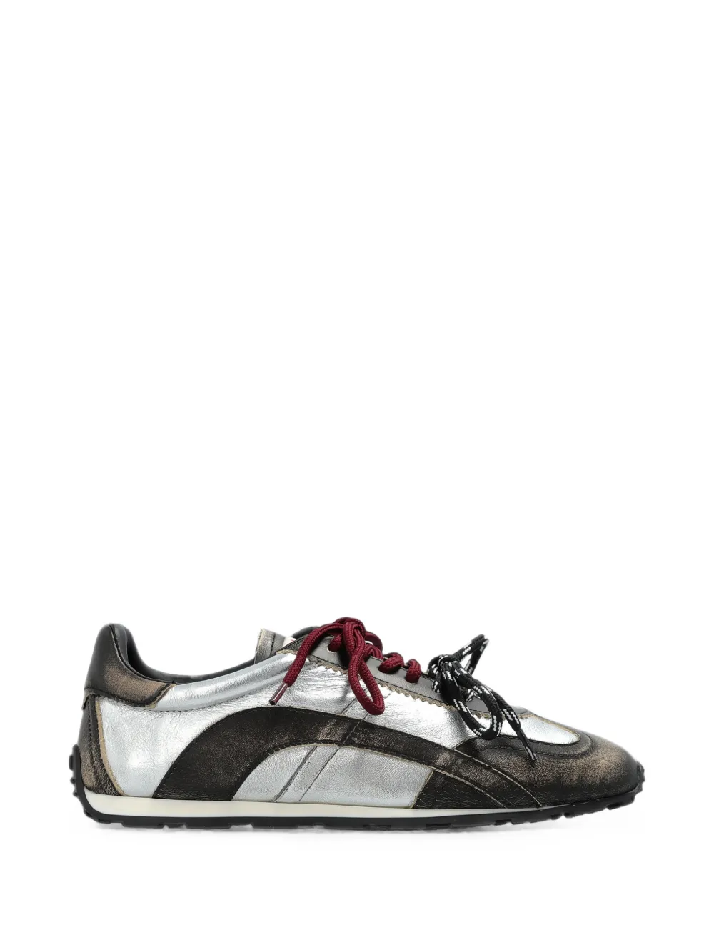 DSQUARED2 DC-642 distressed metallic leather sneakers Zilver