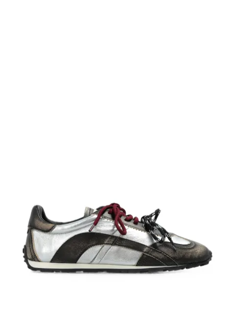 DSQUARED2 DC-642 distressed metallic leather sneakers