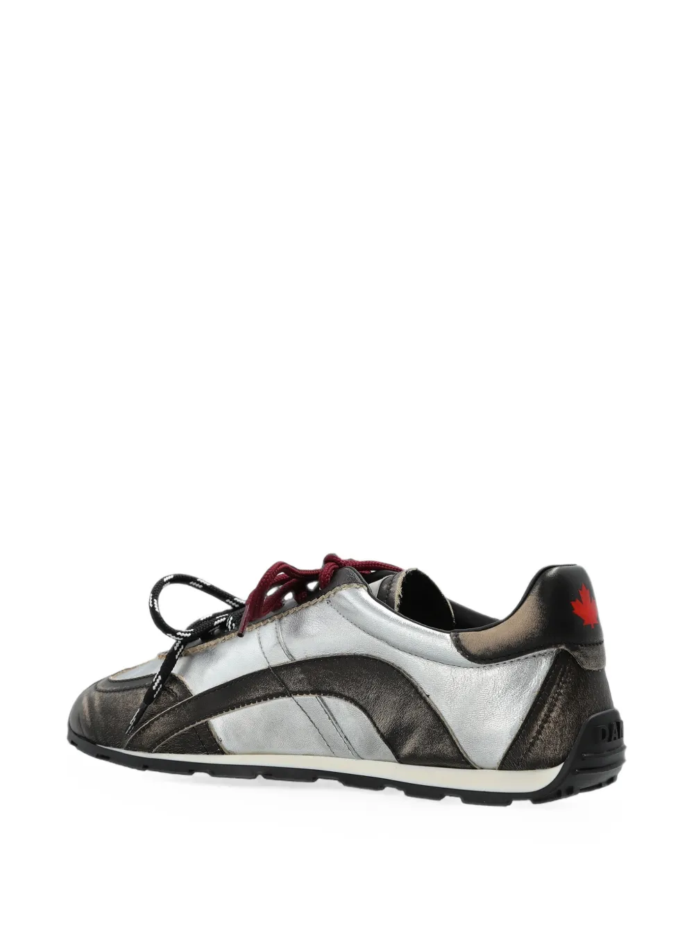 DSQUARED2 DC-642 distressed metallic leather sneakers Zilver