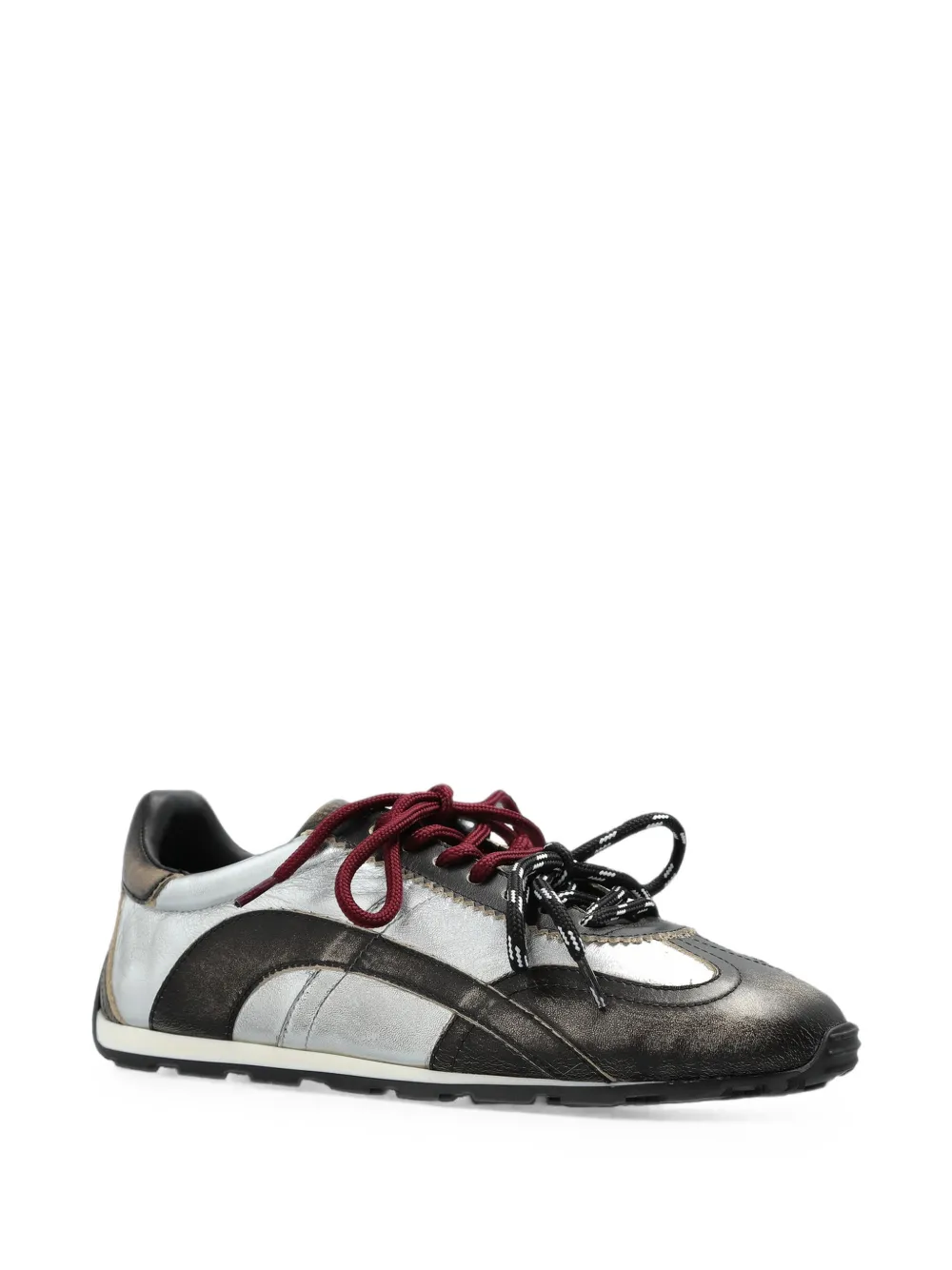 DSQUARED2 DC-642 distressed metallic leather sneakers Zilver