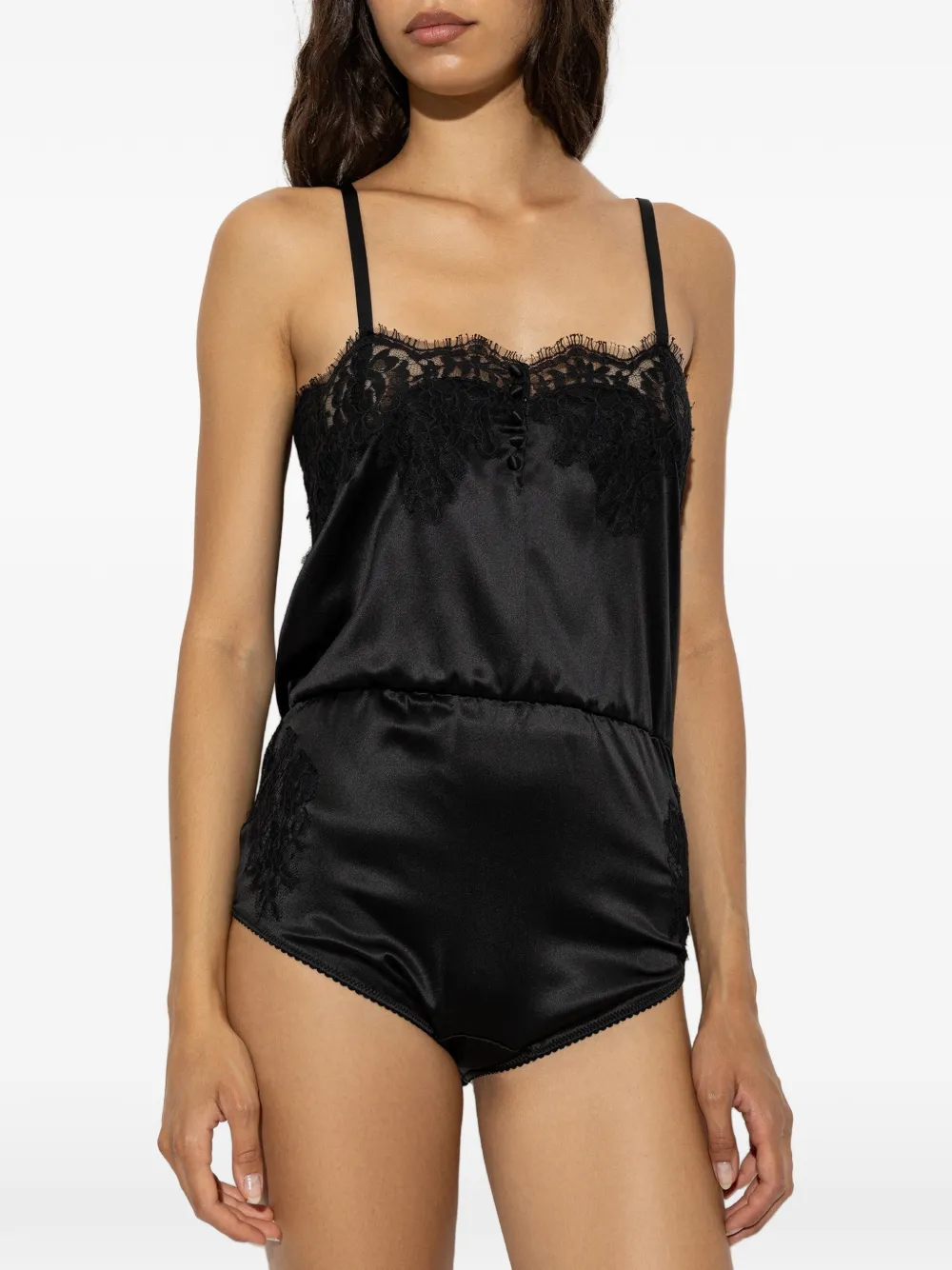 Dolce & Gabbana Romper met kanten afwerking Zwart