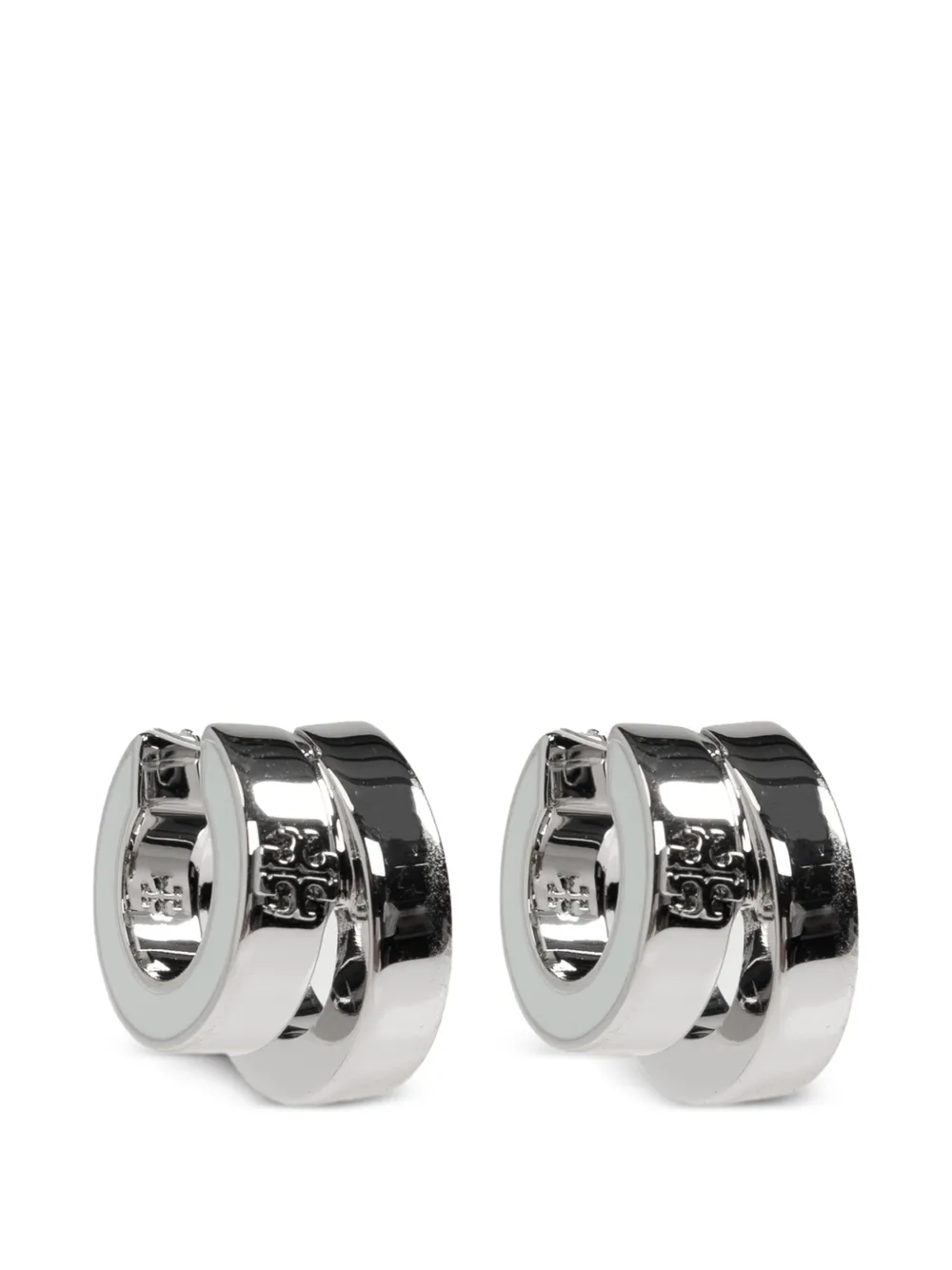 Tory Burch logo-embossed enamel-detail earrings - Argento