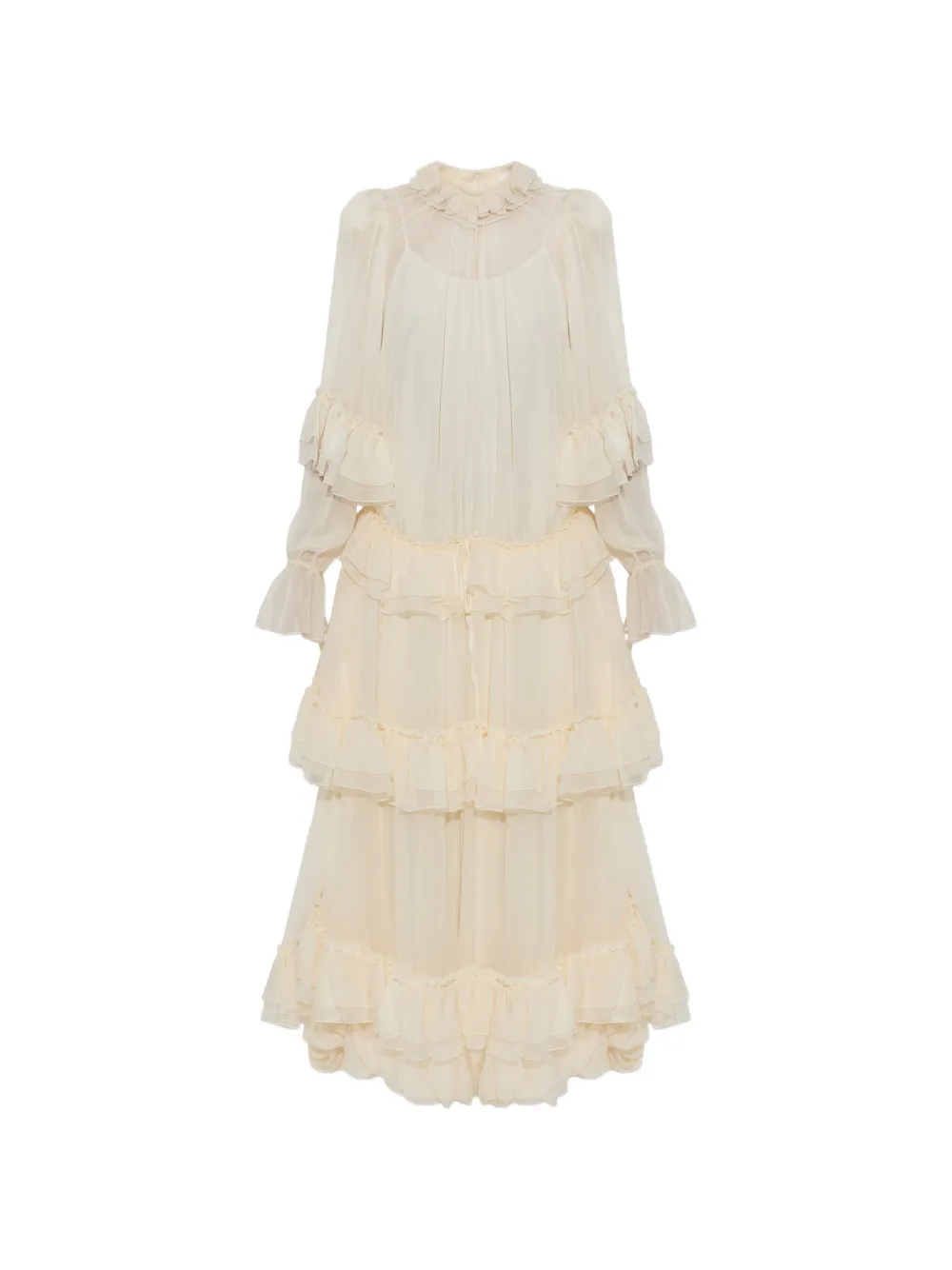 Chloé ruffled tiered midi dress - Toni neutri