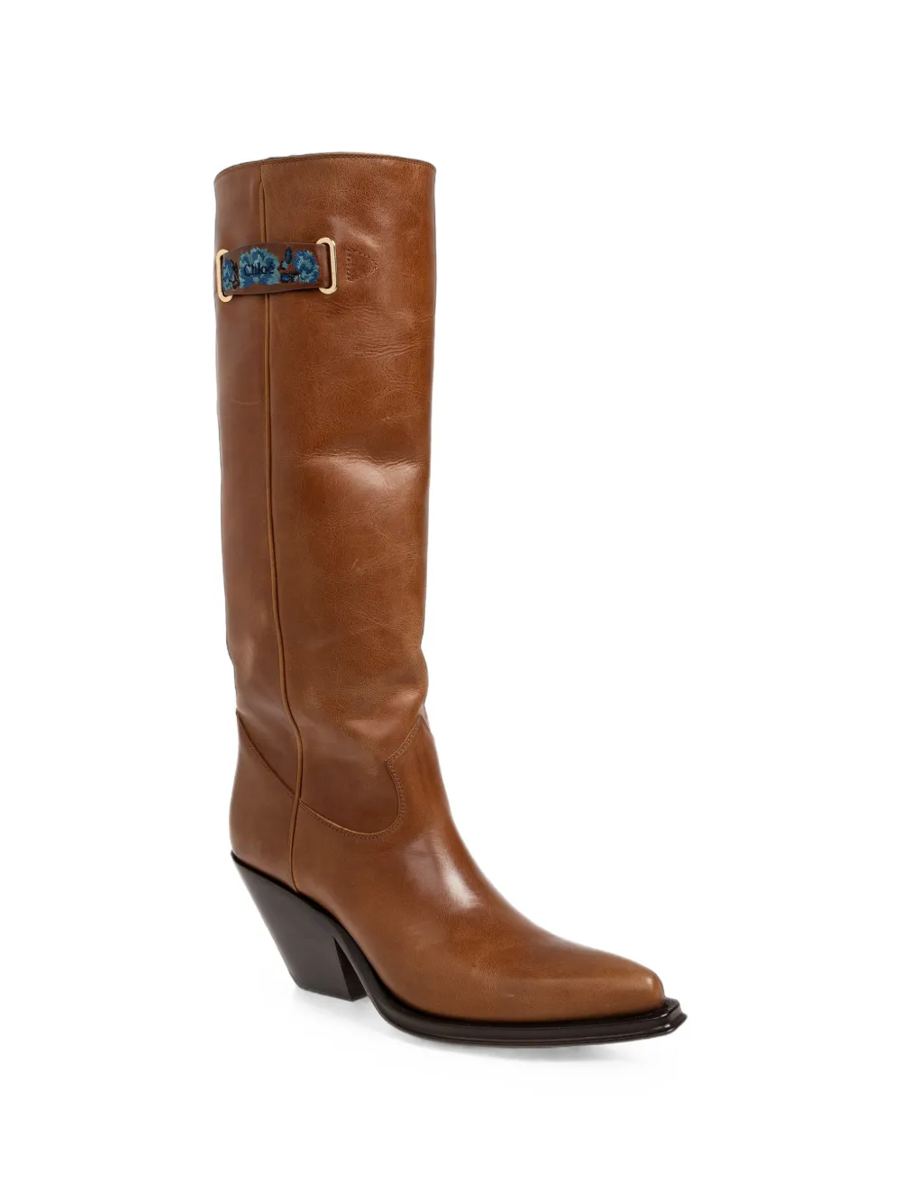 Chloé Azelan embroidered leather boots Bruin
