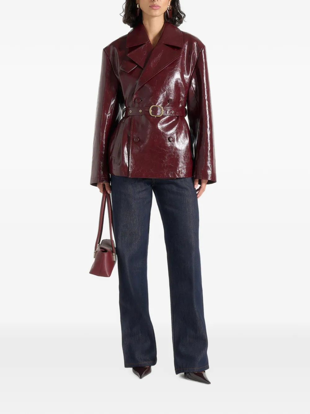 Manière De Voir Whitney lakleren trenchcoat met ceintuur Rood