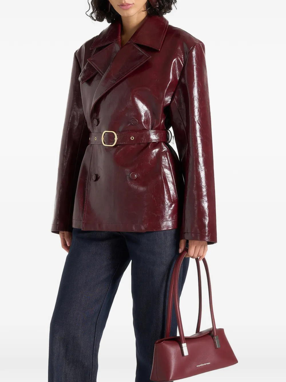 Manière De Voir Whitney lakleren trenchcoat met ceintuur Rood