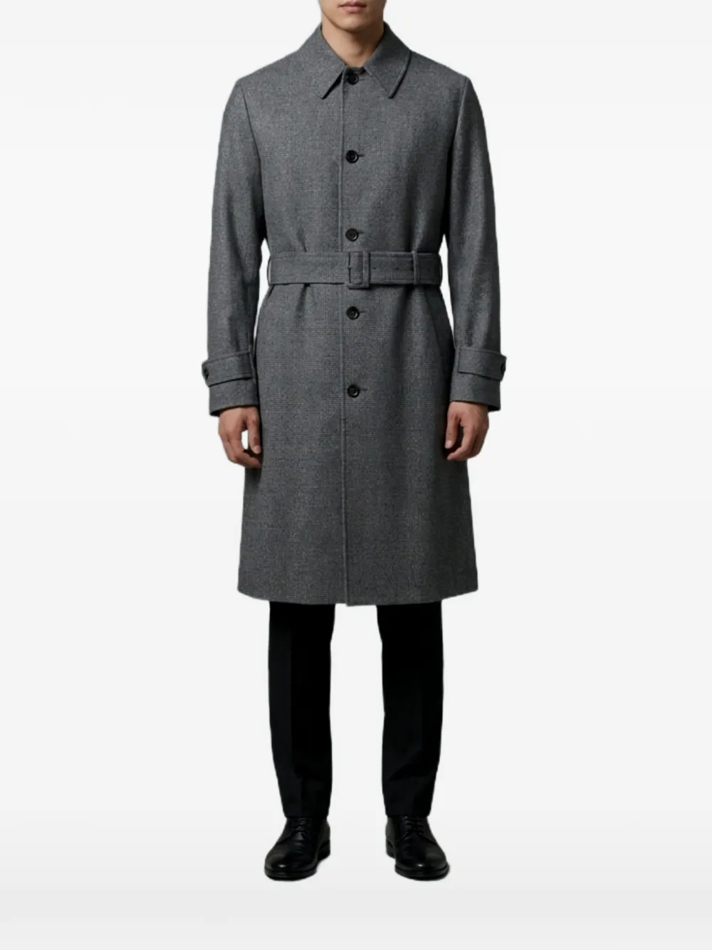 Lardini Prince of Wales check belted coat - Grigio