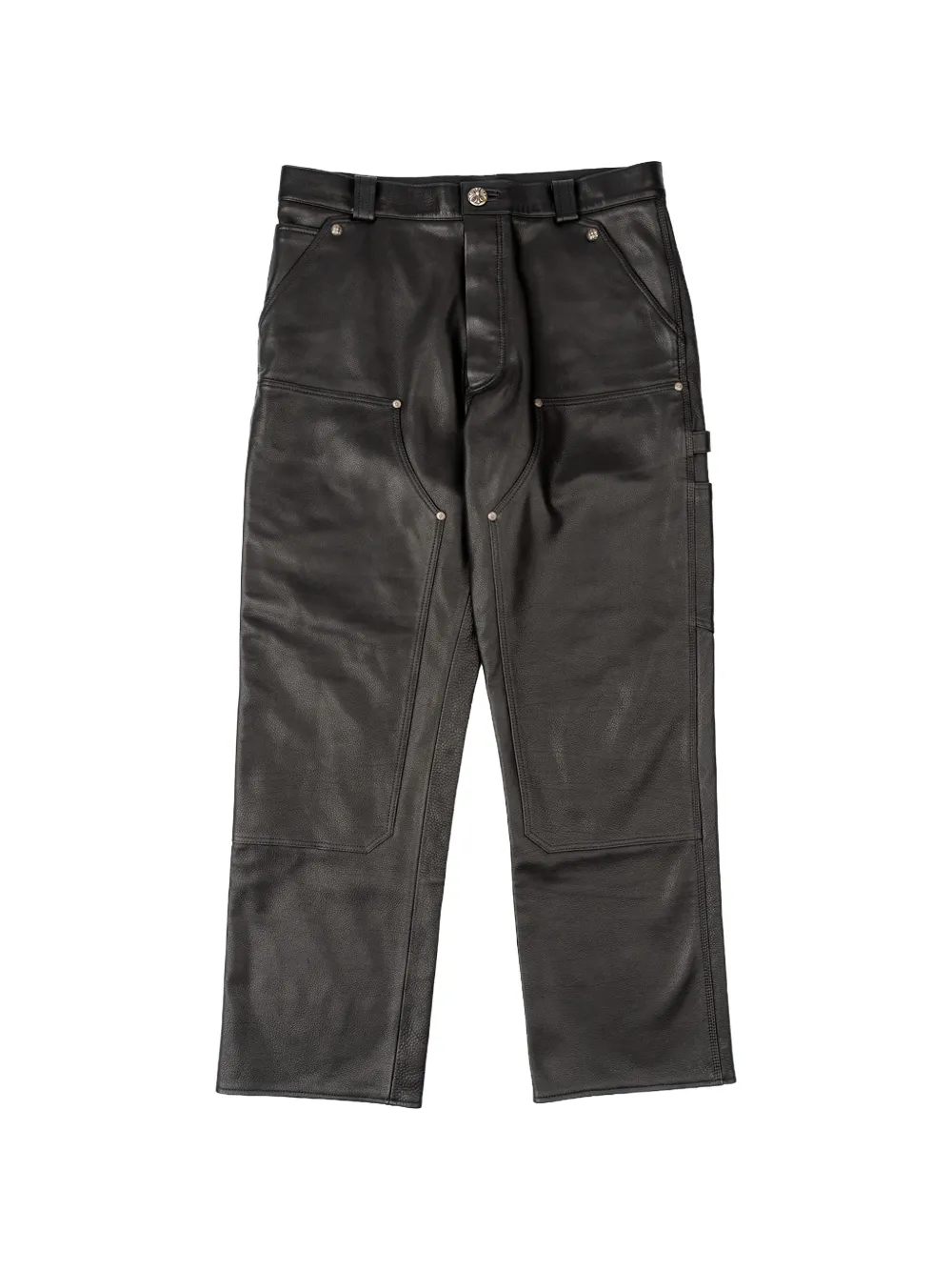 Chrome Hearts leather double-knee straight-leg trousers - Nero
