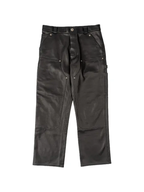 Chrome Hearts leather double-knee straight-leg trousers 