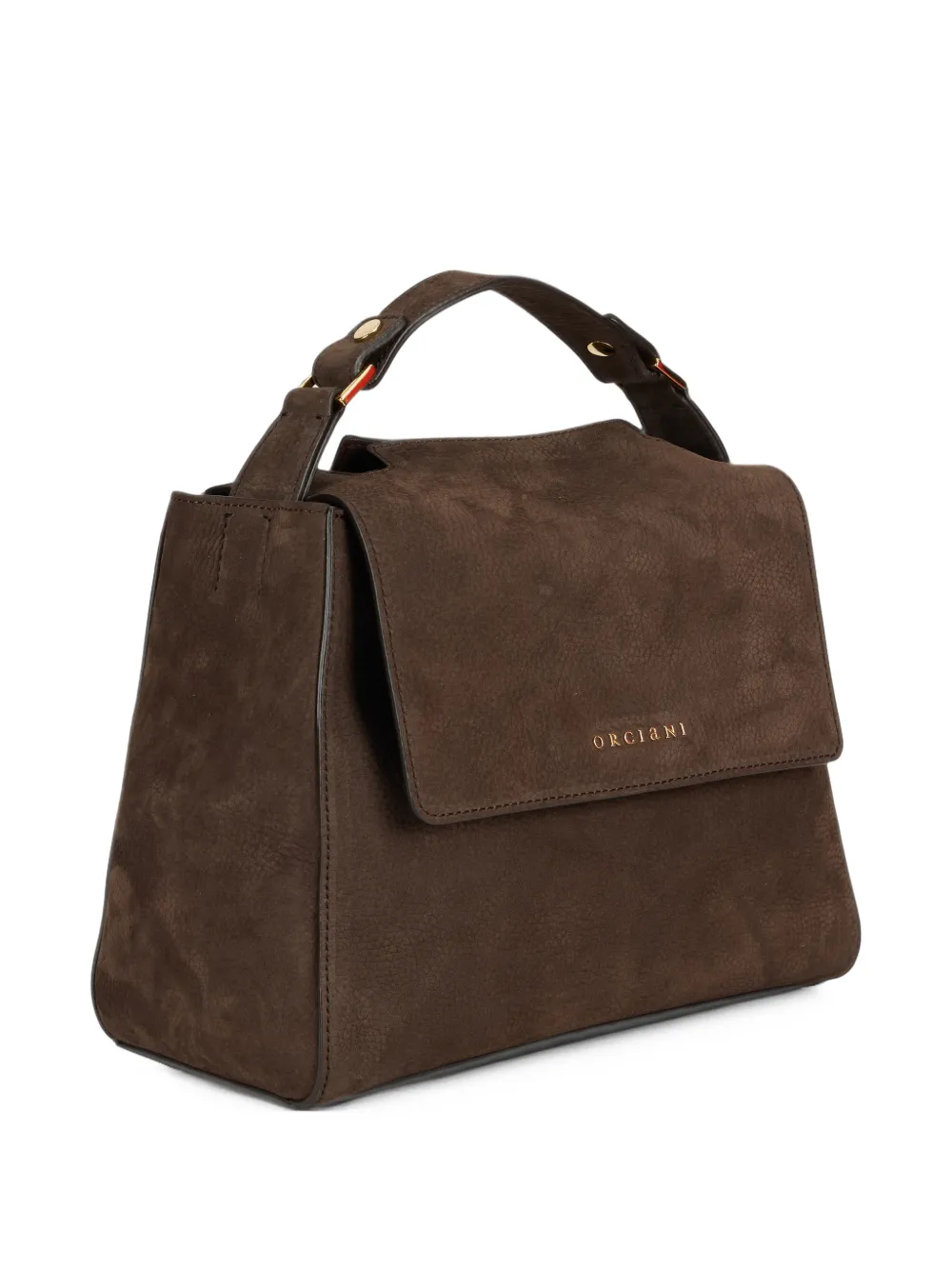 Orciani Leren shopper met logoprint Bruin