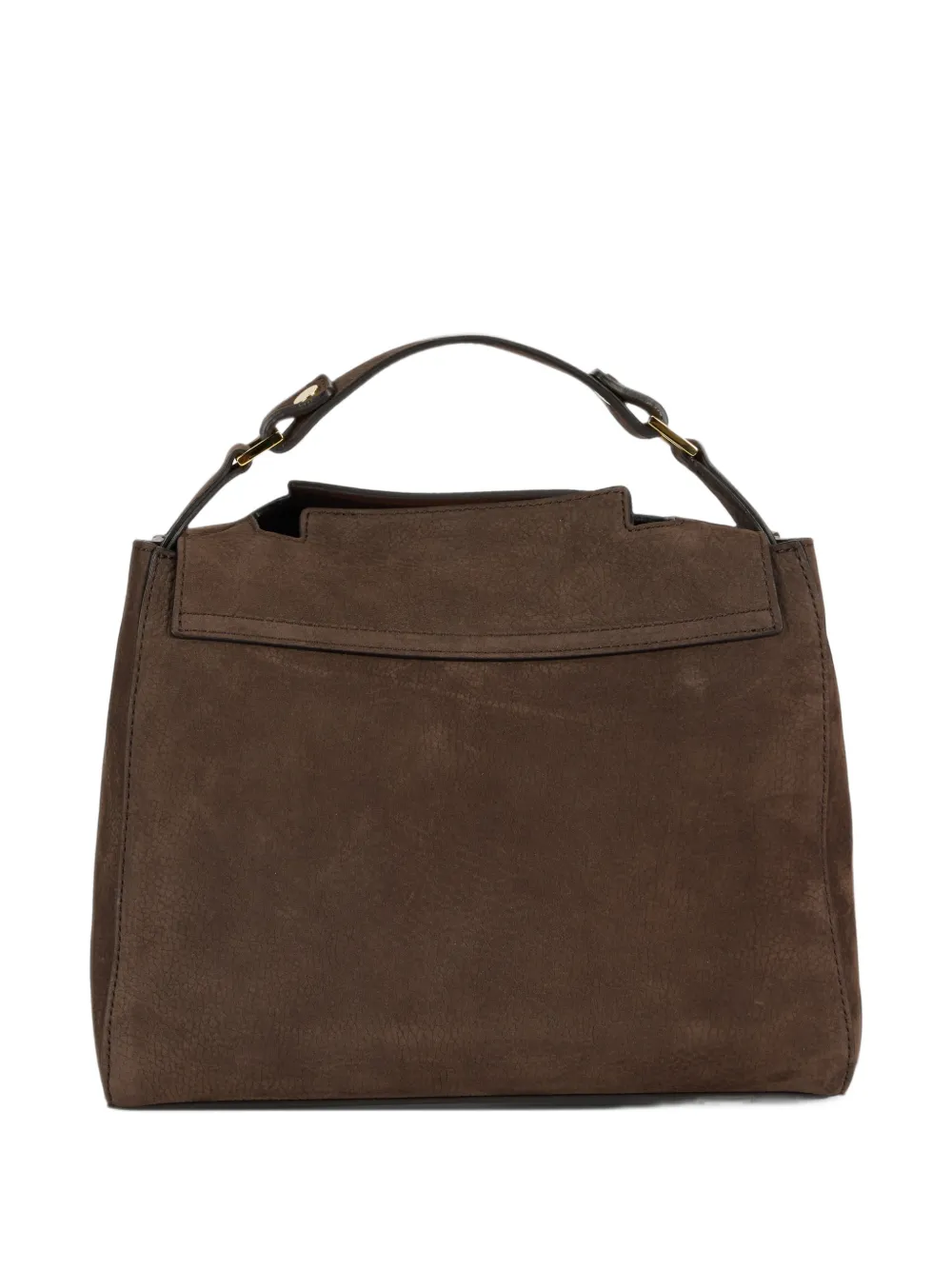 Orciani Leren shopper met logoprint Bruin