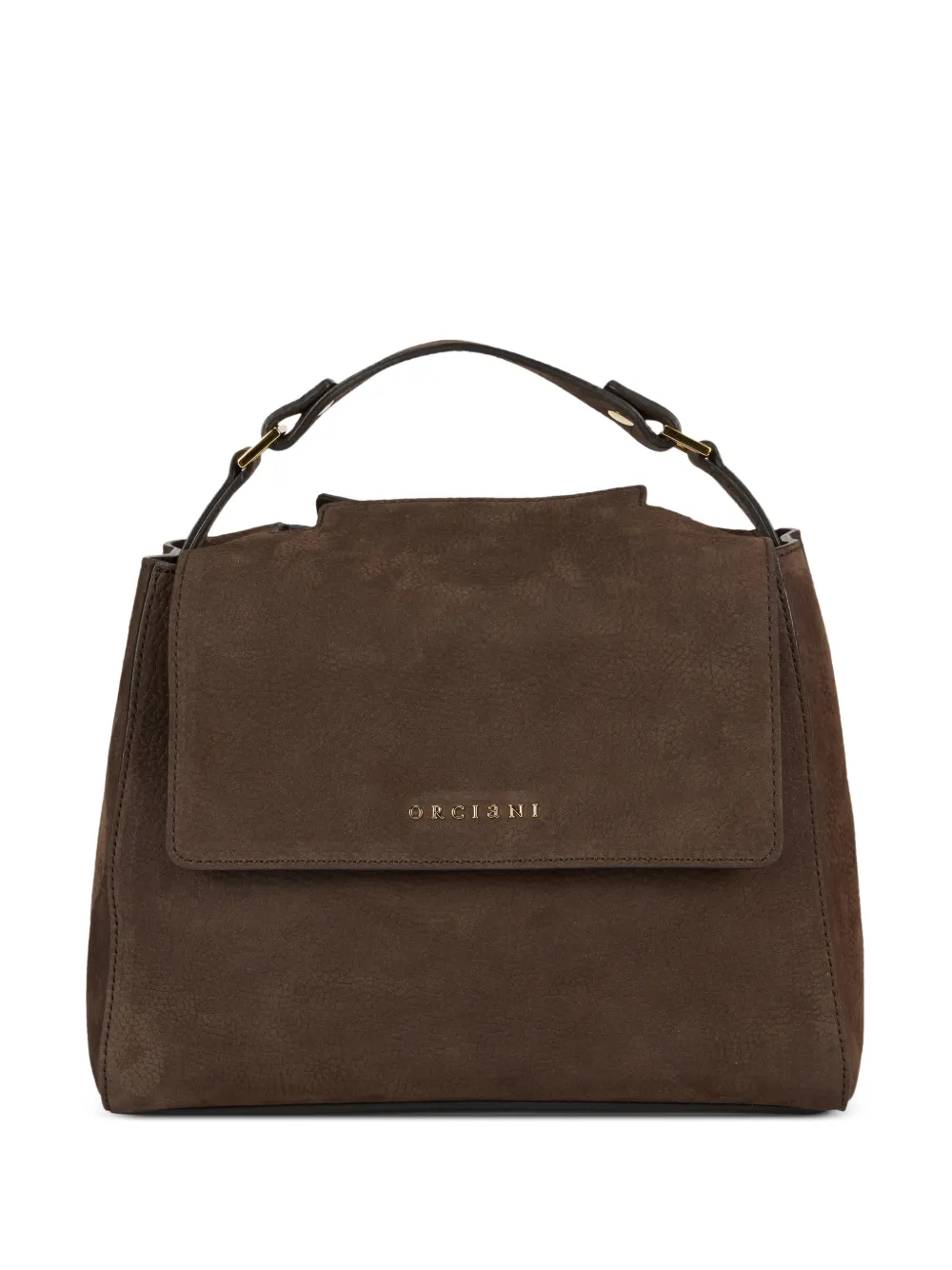 Orciani Leren shopper met logoprint Bruin
