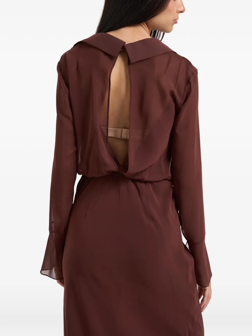 Patrizia Pepe cowl-neck long-sleeve midi dress Rood