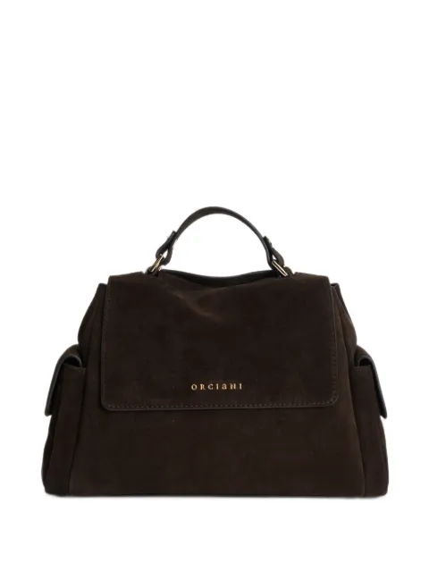 Orciani logo-plaque suede tote bag