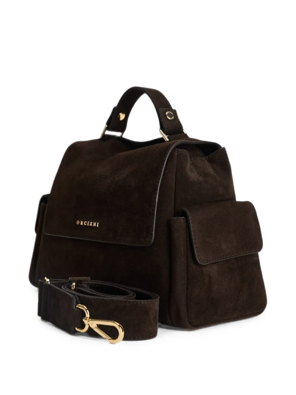 Orciani Shopper met logoplakkaat Bruin